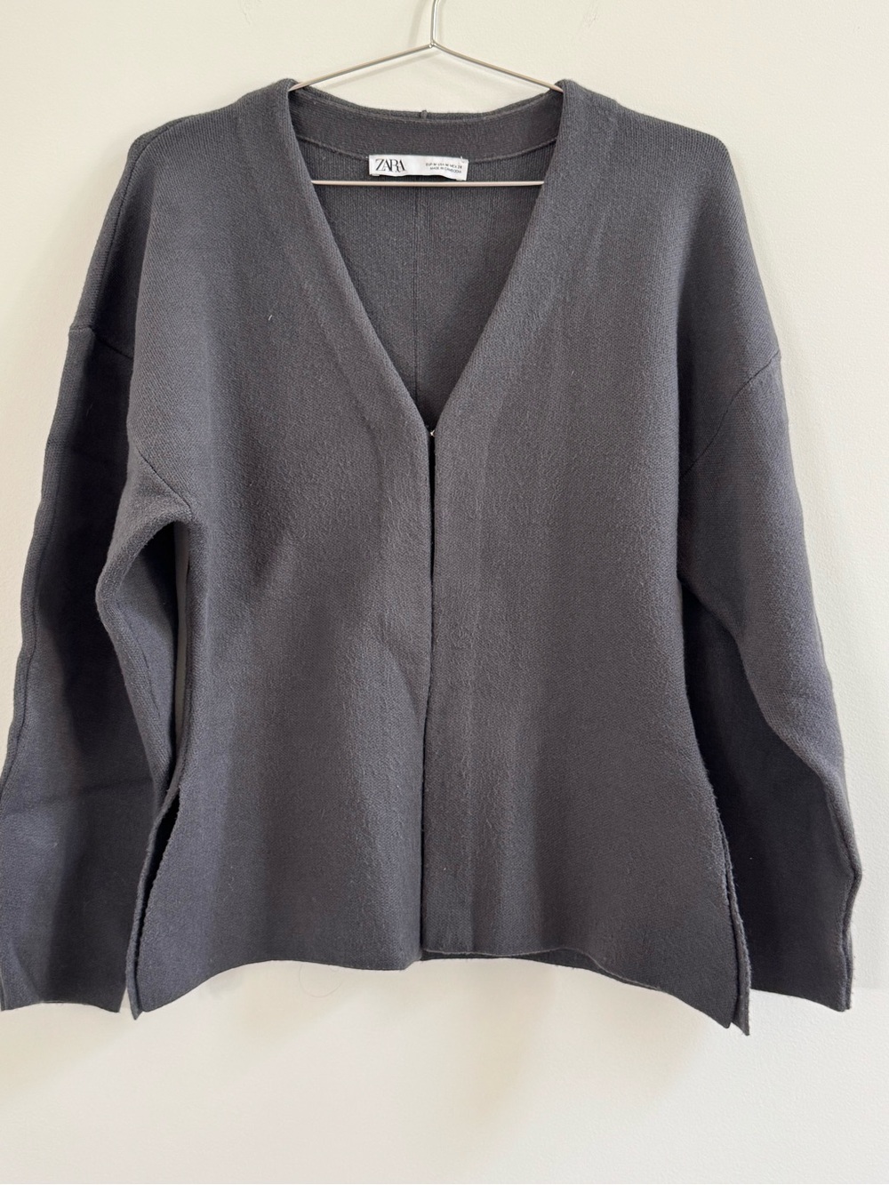 Zara Dark Gray V-Neck Knit Cardigan